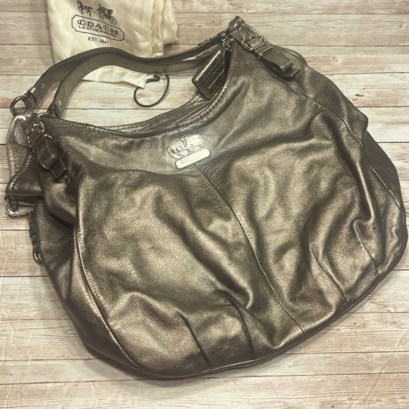 Coach Madison metallic silver leather hobo shoulder bag Tote bag - Picture 2 of 16